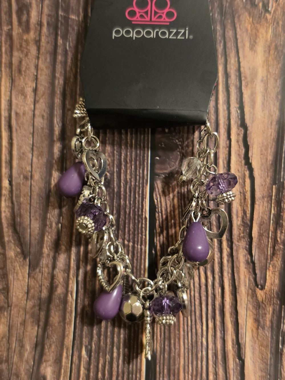 Paparazzi Purple Teardrop Charm Bracelet - Paparazzi